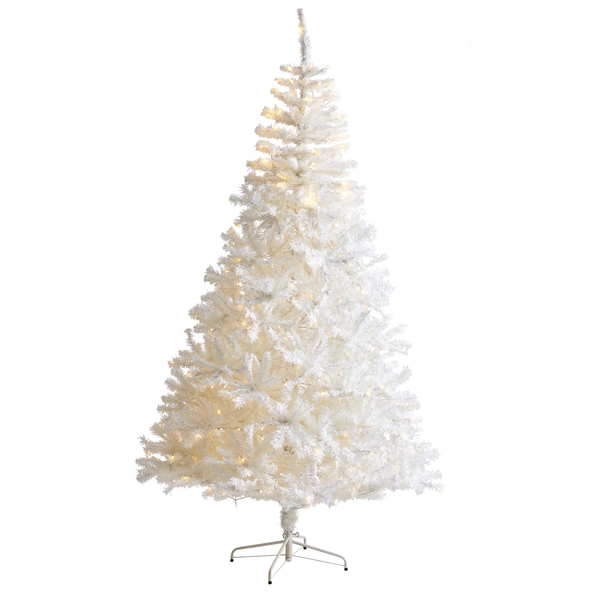 Nearly Natural 8' Pine Artificial Christmas Tree Prelit with LED Lights, White