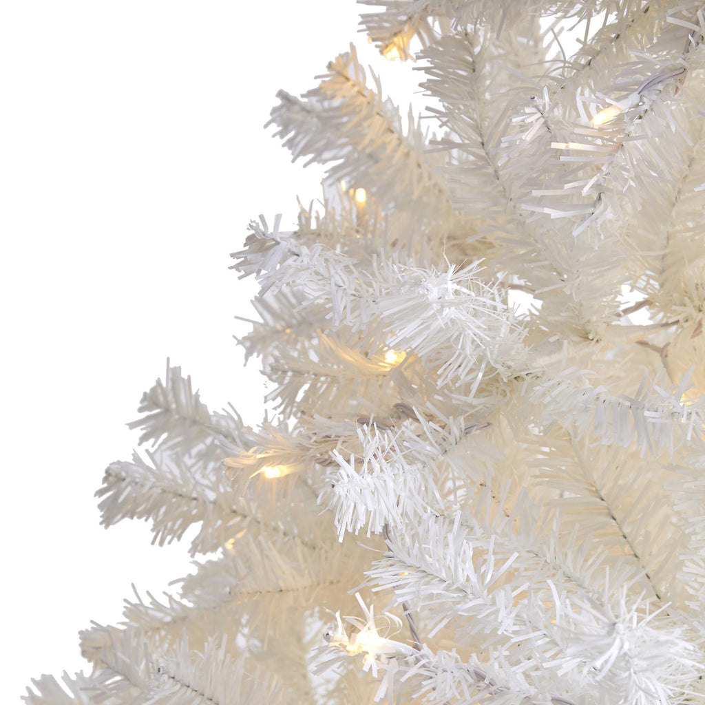 Nearly Natural 8' Pine Artificial Christmas Tree Prelit with LED Lights, White
