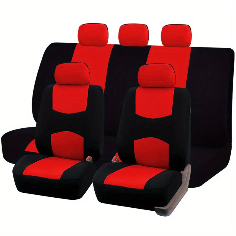 9pcs Pink Car Seat Covers Set For Women - Airbag Compatible, Soft Fabric, Comfortable Cushion, Easy Installation