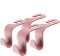 LivTee Car Seat Headrest Hook, Auto Seat Hook Hangers Storage Organizer Interior Accessories for Purse Coats Umbrellas Grocery Bags Handbag, 4-Pack - Pink