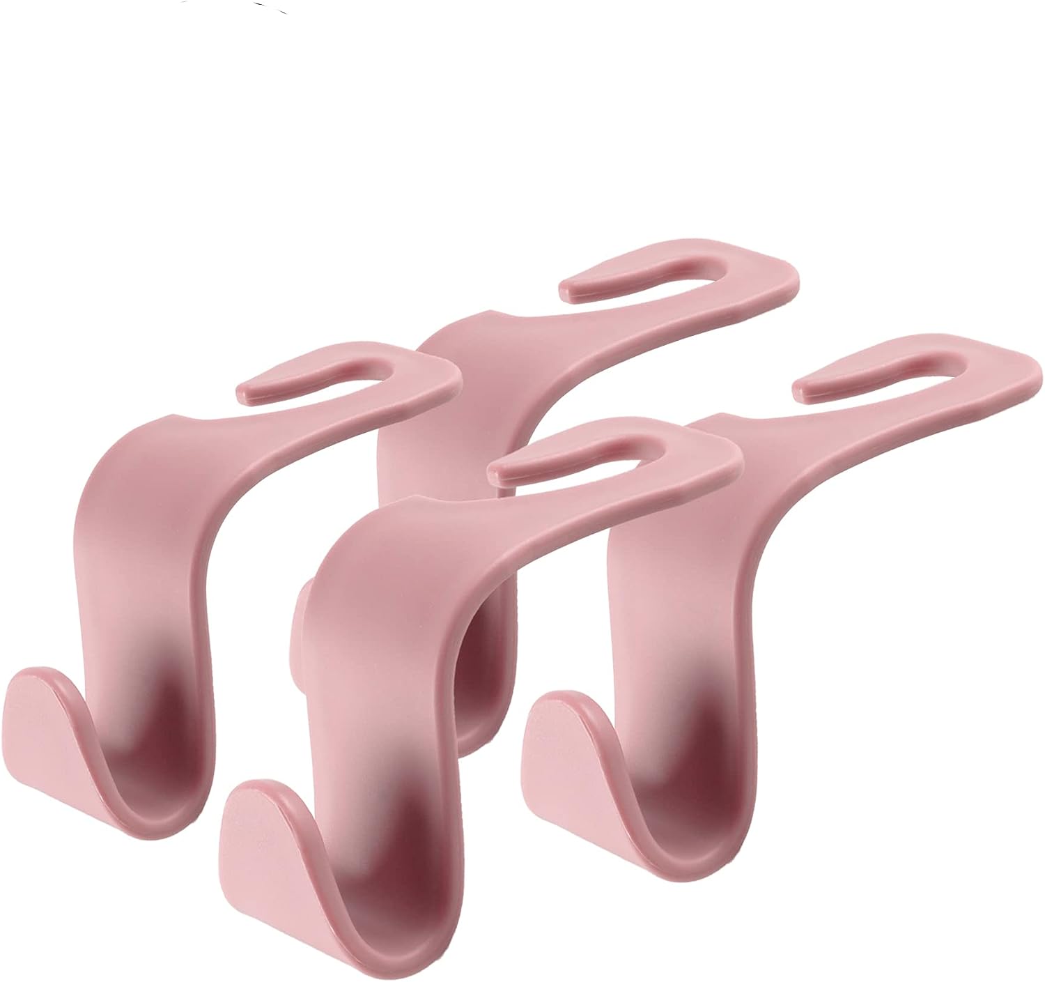 LivTee Car Seat Headrest Hook, Auto Seat Hook Hangers Storage Organizer Interior Accessories for Purse Coats Umbrellas Grocery Bags Handbag, 4-Pack - Pink