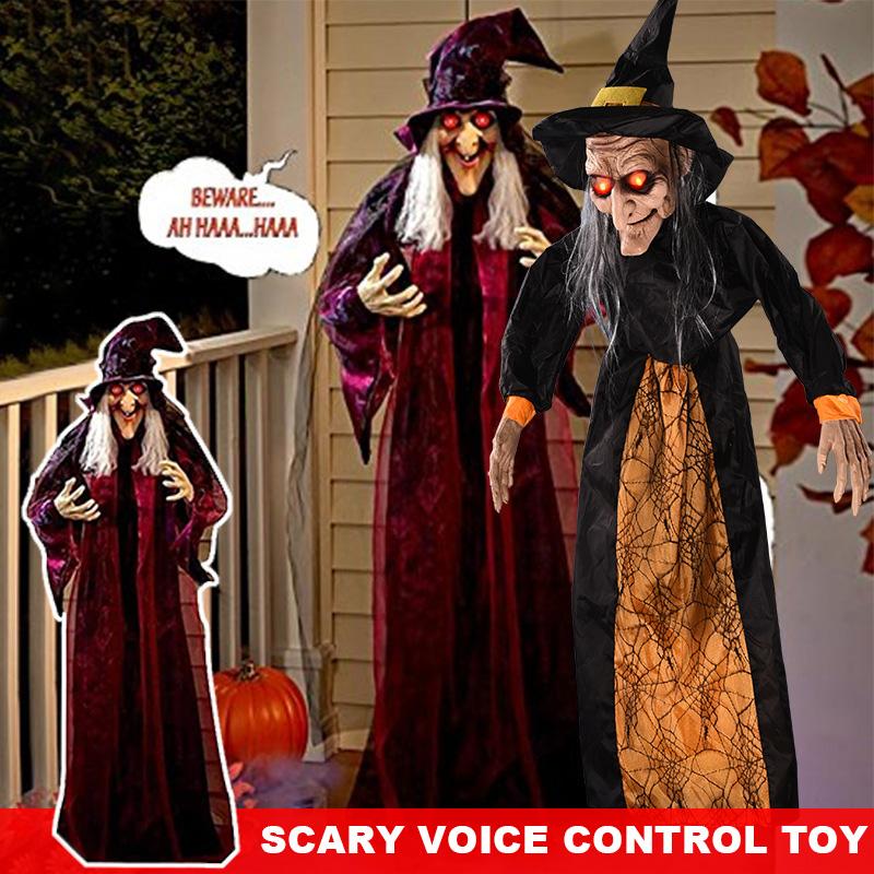 Liveday TalWitch Halloween Haunted House Prop Decor Sound Control Toy Ghost Festival Bar Horror Electric Luminous Hanging New