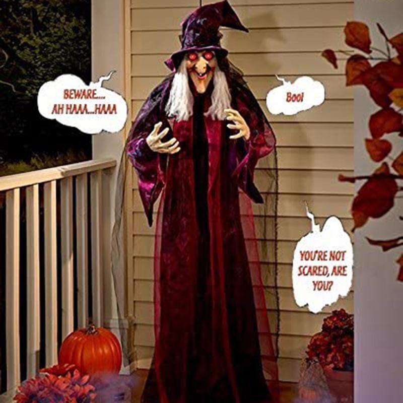 Liveday TalWitch Halloween Haunted House Prop Decor Sound Control Toy Ghost Festival Bar Horror Electric Luminous Hanging New
