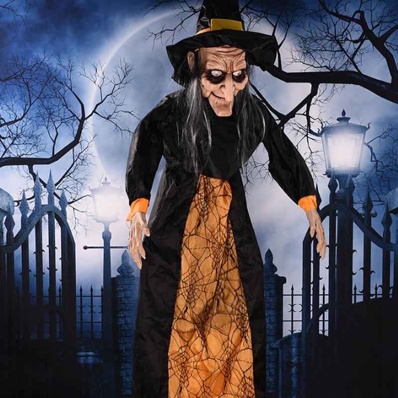 Liveday TalWitch Halloween Haunted House Prop Decor Sound Control Toy Ghost Festival Bar Horror Electric Luminous Hanging New