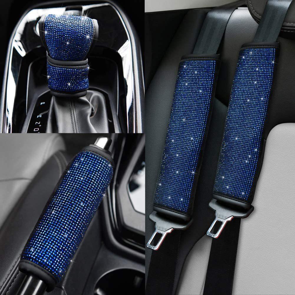 Car Seat Shoulder Pad Soft Cushion PU Leather Trim Crystal Bling Belt