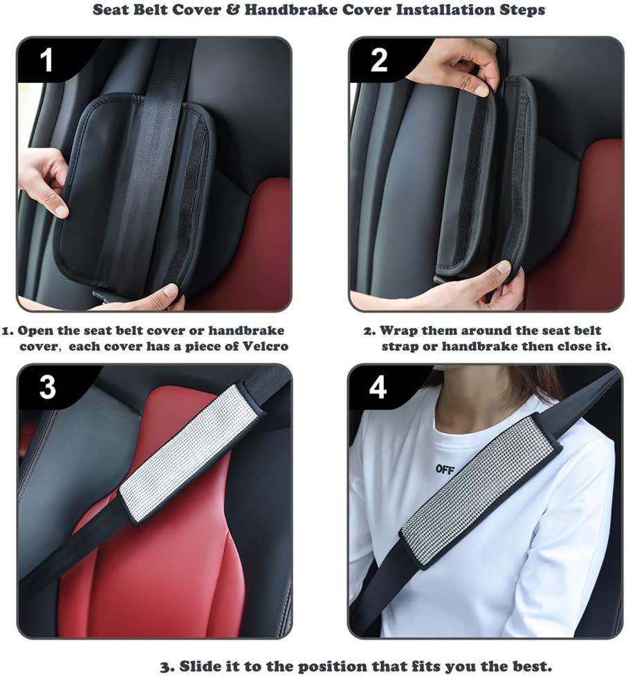 Car Seat Shoulder Pad Soft Cushion PU Leather Trim Crystal Bling Belt