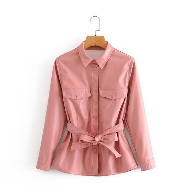faux oversize leather coat
