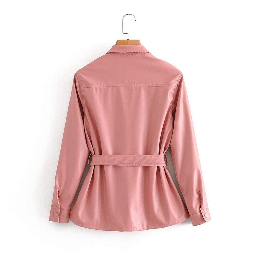 faux oversize leather coat