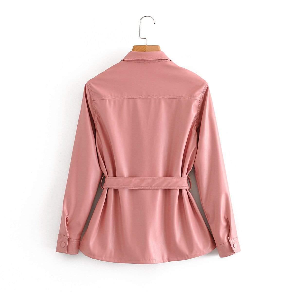 faux oversize leather coat