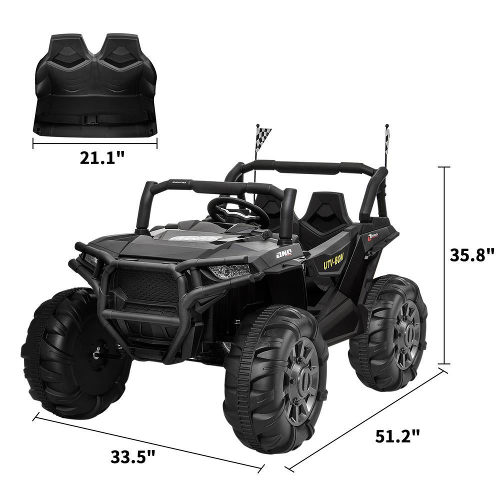 12V Kids Ride On Truck Car Toys, Power Wheel Car with Parent Remote for Kids 4-8, Two Seater Ride On Cars for Kids Black
