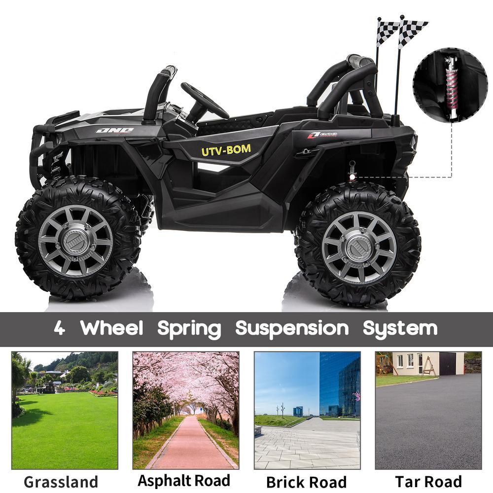 12V Kids Ride On Truck Car Toys, Power Wheel Car with Parent Remote for Kids 4-8, Two Seater Ride On Cars for Kids Black
