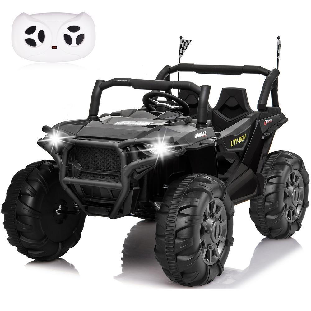 12V Kids Ride On Truck Car Toys, Power Wheel Car with Parent Remote for Kids 4-8, Two Seater Ride On Cars for Kids Black