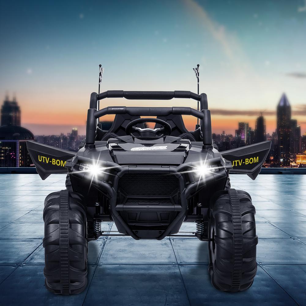 12V Kids Ride On Truck Car Toys, Power Wheel Car with Parent Remote for Kids 4-8, Two Seater Ride On Cars for Kids Black