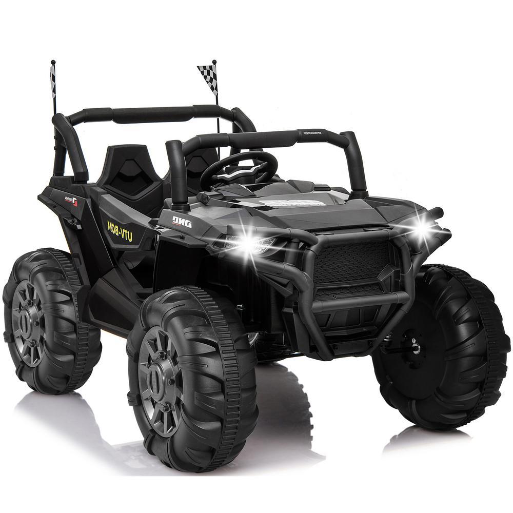 12V Kids Ride On Truck Car Toys, Power Wheel Car with Parent Remote for Kids 4-8, Two Seater Ride On Cars for Kids Black