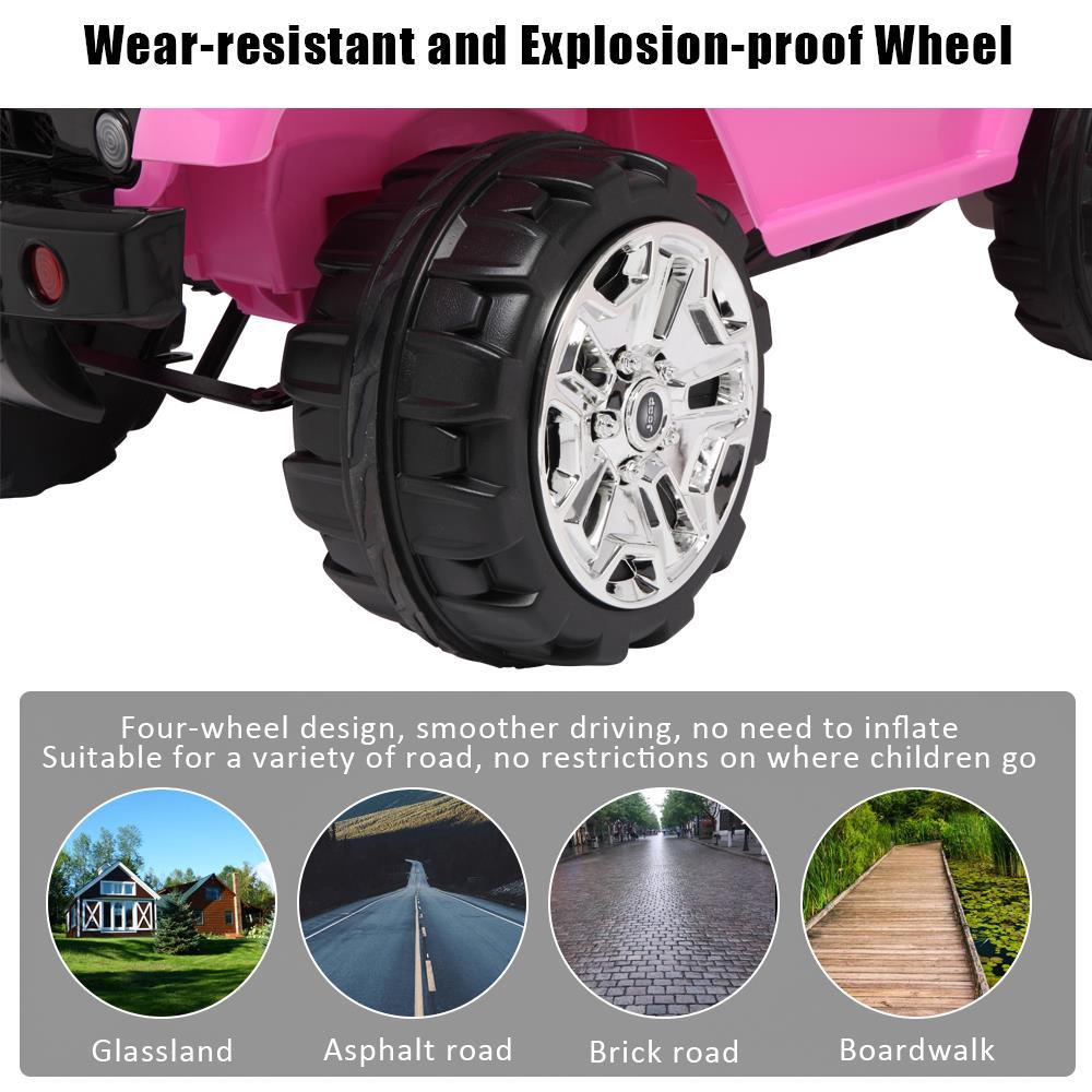 UBesGoo Ride-On Car Electric Car with 12V 7AH Battery Children Car Small Jeep Dual Drive and 2.4G Remote Control Pink