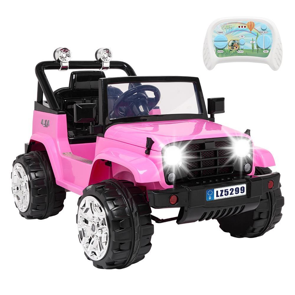 UBesGoo Ride-On Car Electric Car with 12V 7AH Battery Children Car Small Jeep Dual Drive and 2.4G Remote Control Pink