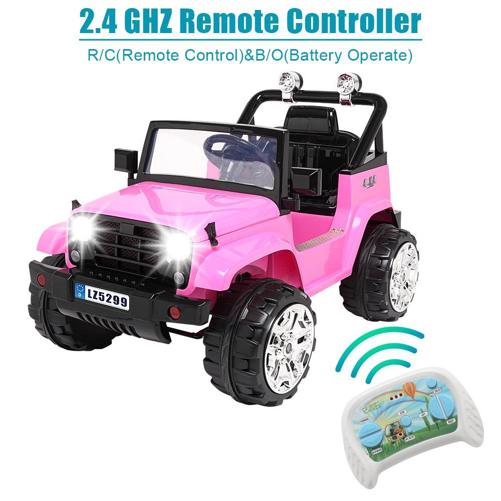 UBesGoo Ride-On Car Electric Car with 12V 7AH Battery Children Car Small Jeep Dual Drive and 2.4G Remote Control Pink