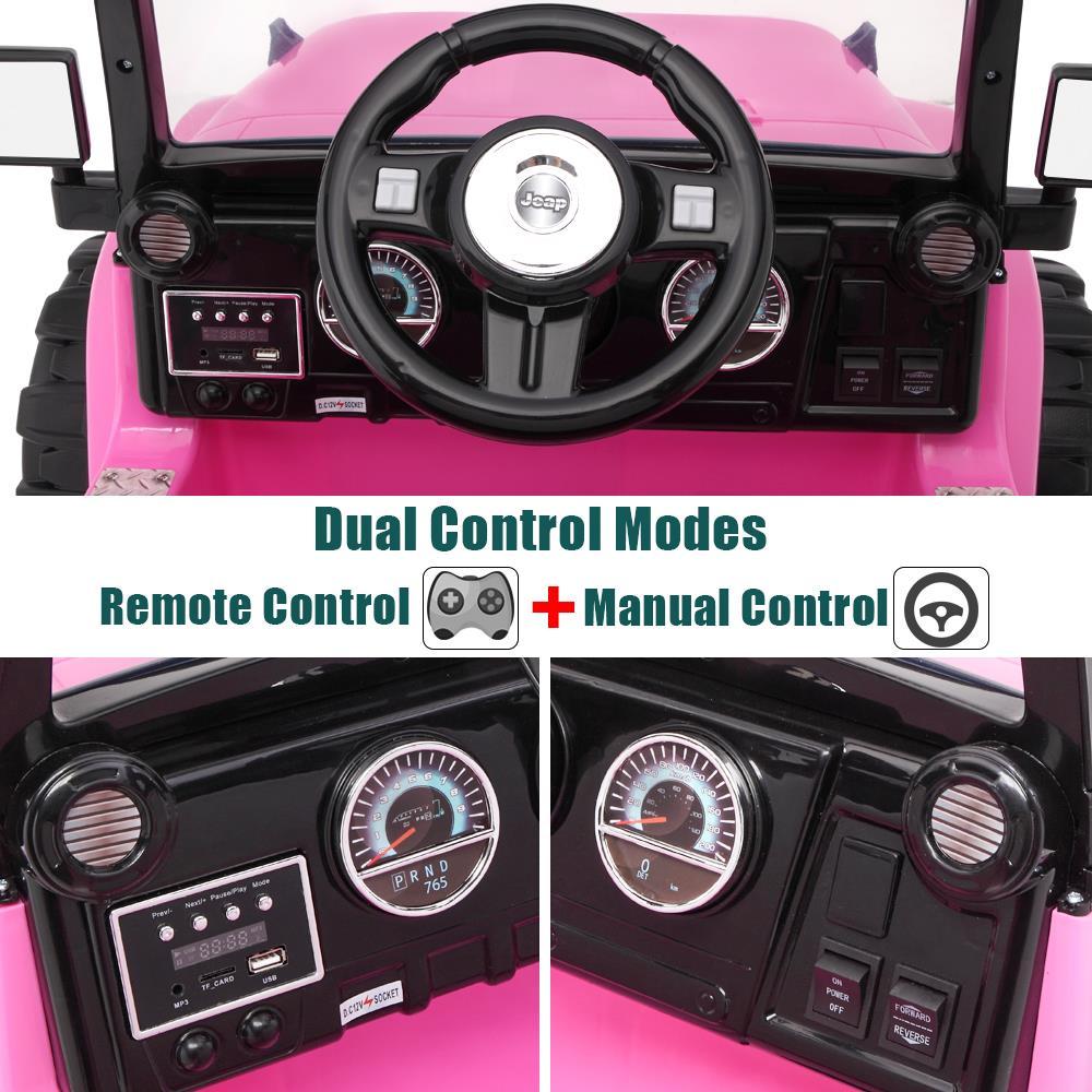 UBesGoo Ride-On Car Electric Car with 12V 7AH Battery Children Car Small Jeep Dual Drive and 2.4G Remote Control Pink