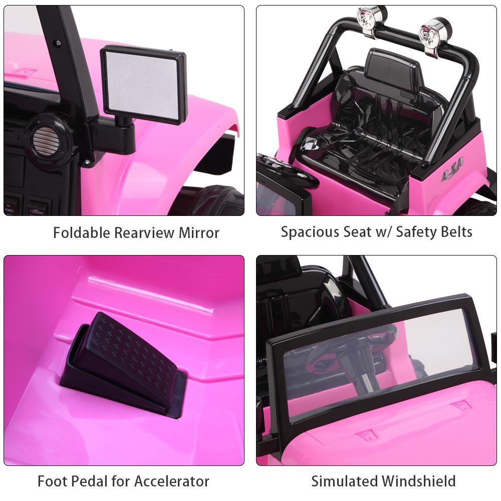 UBesGoo Ride-On Car Electric Car with 12V 7AH Battery Children Car Small Jeep Dual Drive and 2.4G Remote Control Pink