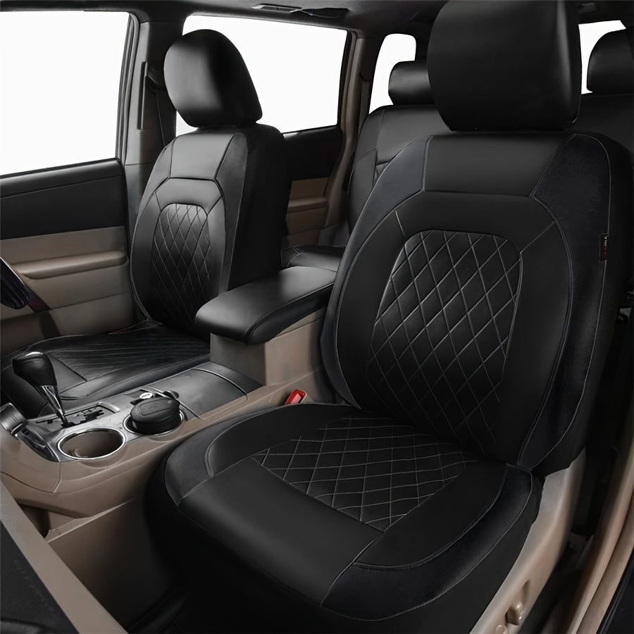 All Season PU Leather Universal Car Seat Cover Set Full Surrounded Cushion Protector Pad Anti-Scratch Fit Sedan Suv Pick-up Seat
