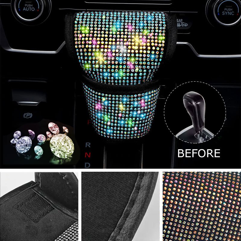 7Pcs Car Decoration Kit, Car Accessories, Car Steering Wheel Covers Set For Women, Bling White Artificial Diamond,  Center Console Cover Pad