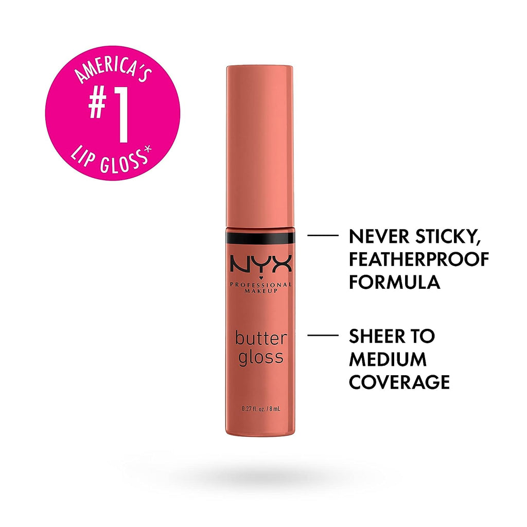 NYX PROFESSIONAL MAKEUP Butter Gloss, Non-Sticky Lip Gloss - Bit Of Honey (Peach Nude)