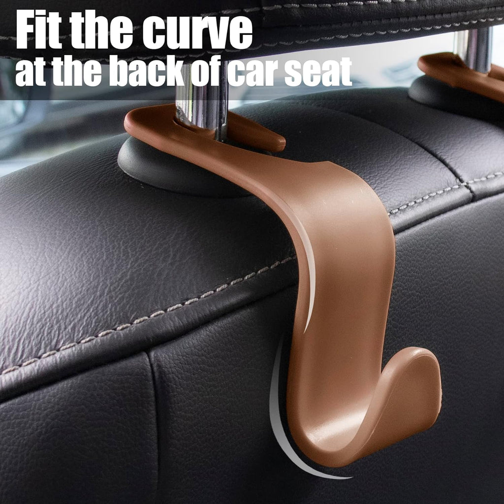 LivTee Car Seat Headrest Hook, Auto Seat Hook Hangers Organizer Interior Accessories for Purse Coats Umbrellas Grocery Bags Handbag, 4-Pack - Blown