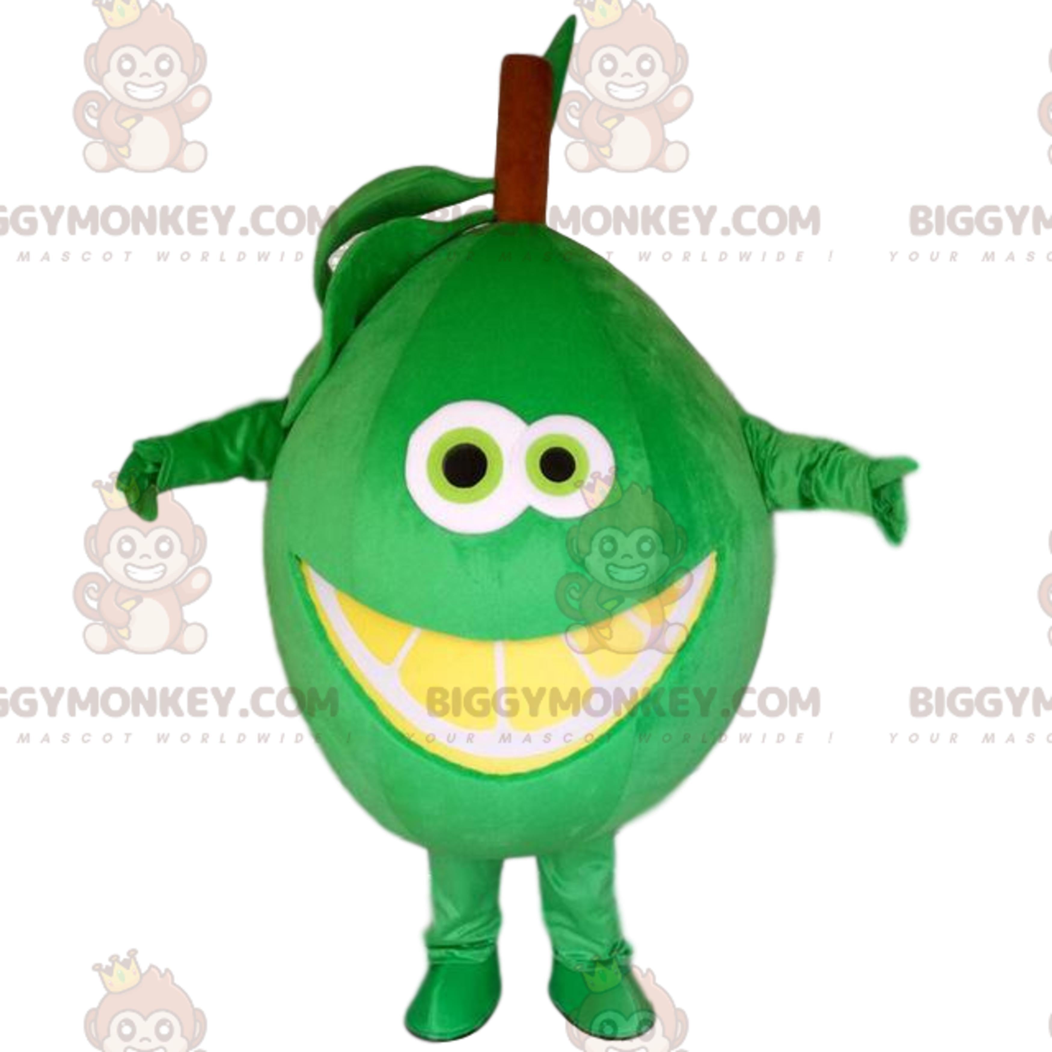 BIGGYMONKEYmascot costume giant lime disguise. Smiling lemon costume