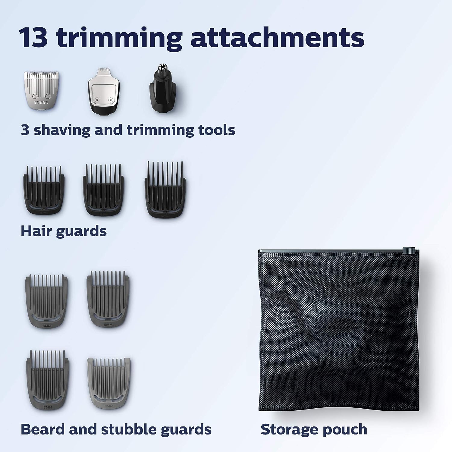 Philips Norelco Multigroomer All-in-One Trimmer Series 3000, 13 Piece Mens Grooming Kit, for Beard, Face, Nose, and Ear Hair Trimmer and Hair Clipper, NO Blade Oil Needed, MG3750/60