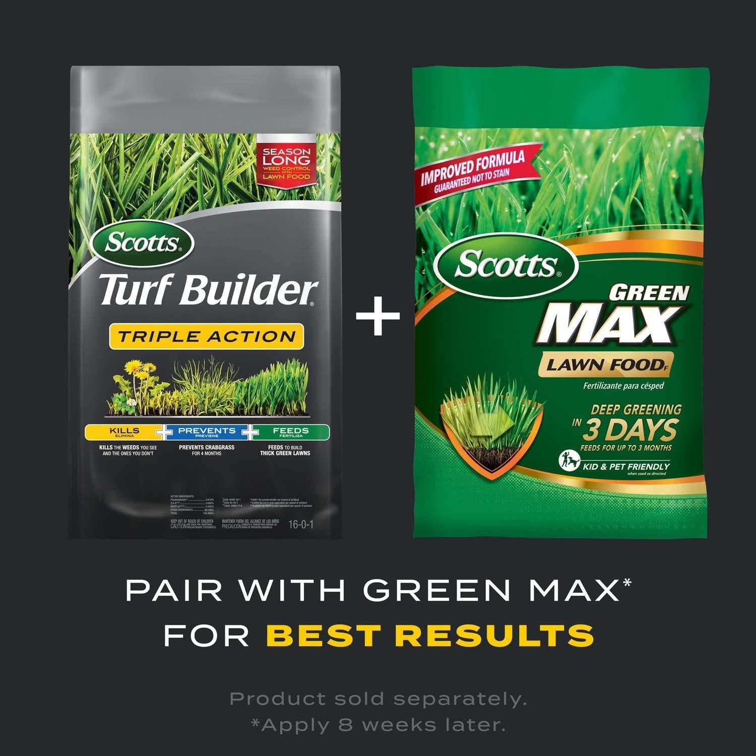 Scotts Turf Builder Triple Action - Combination Weed Control, Weed Preventer, and Fertilizer, 50 lbs., 10,000 sq. ft.
