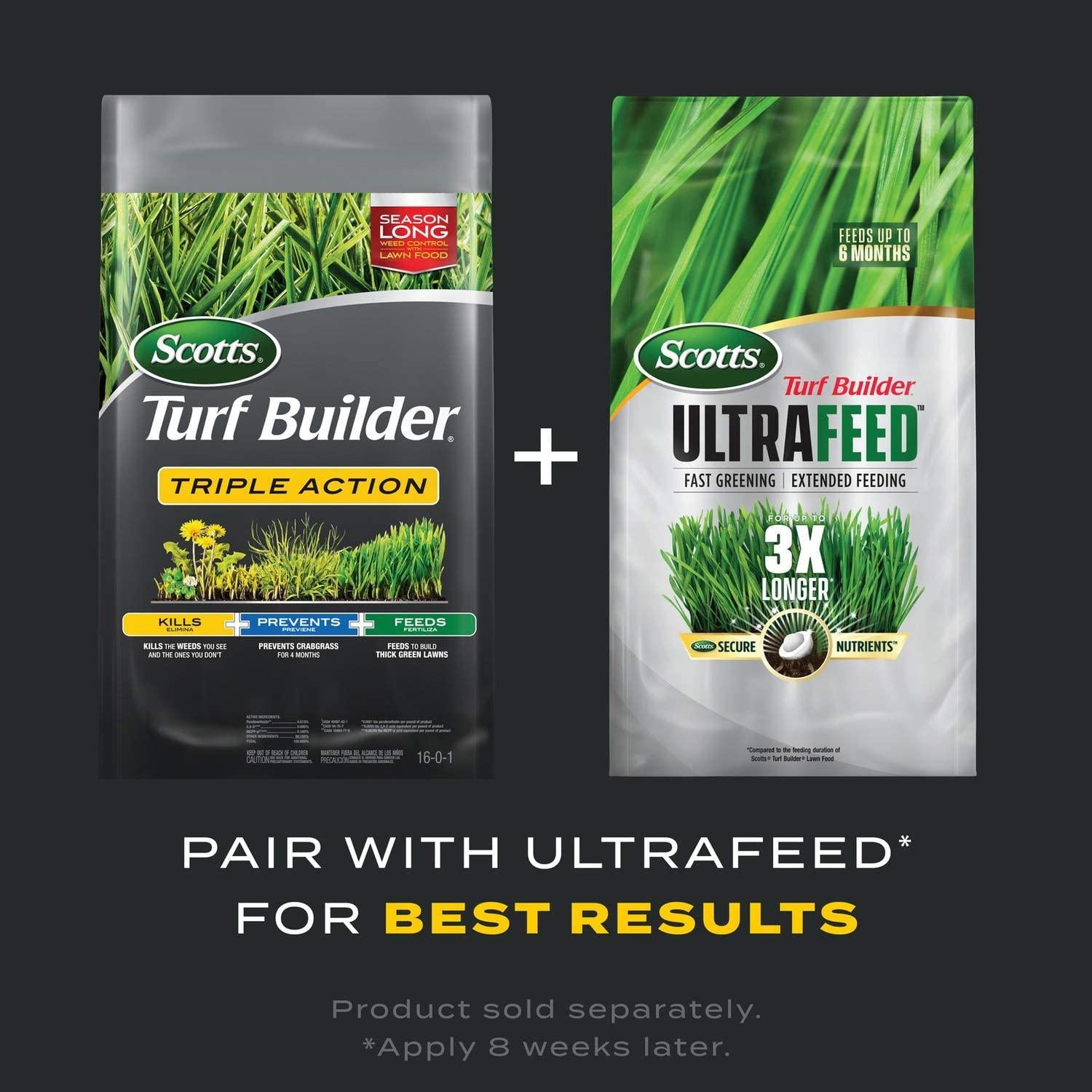 Scotts Turf Builder Triple Action - Combination Weed Control, Weed Preventer, and Fertilizer, 50 lbs., 10,000 sq. ft.