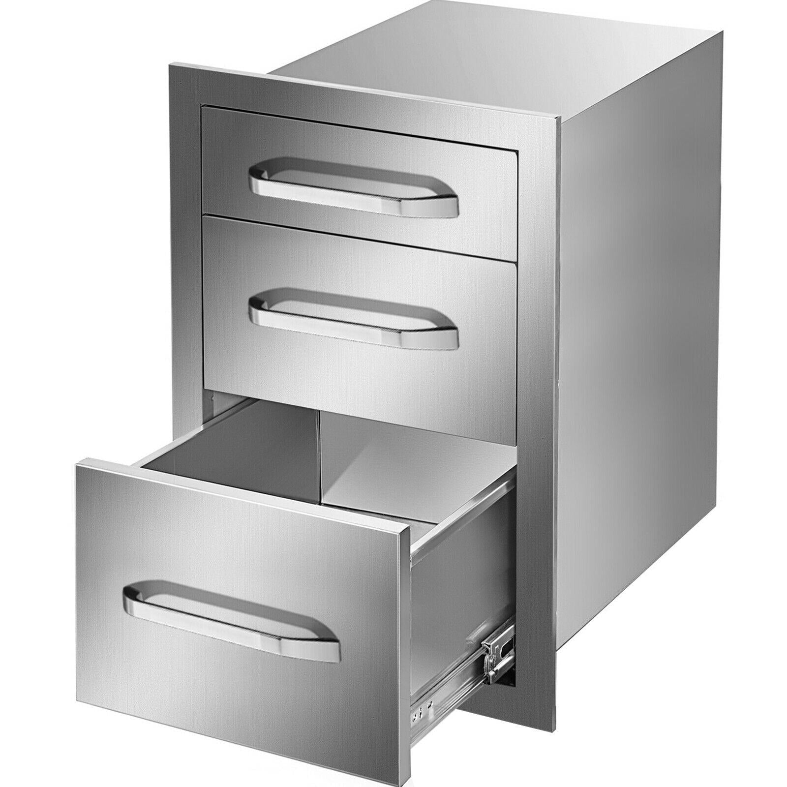 15"Wx21"H Outdoor Kitchen Drawers Triple Access StoraBBQ Drawer Grill Station