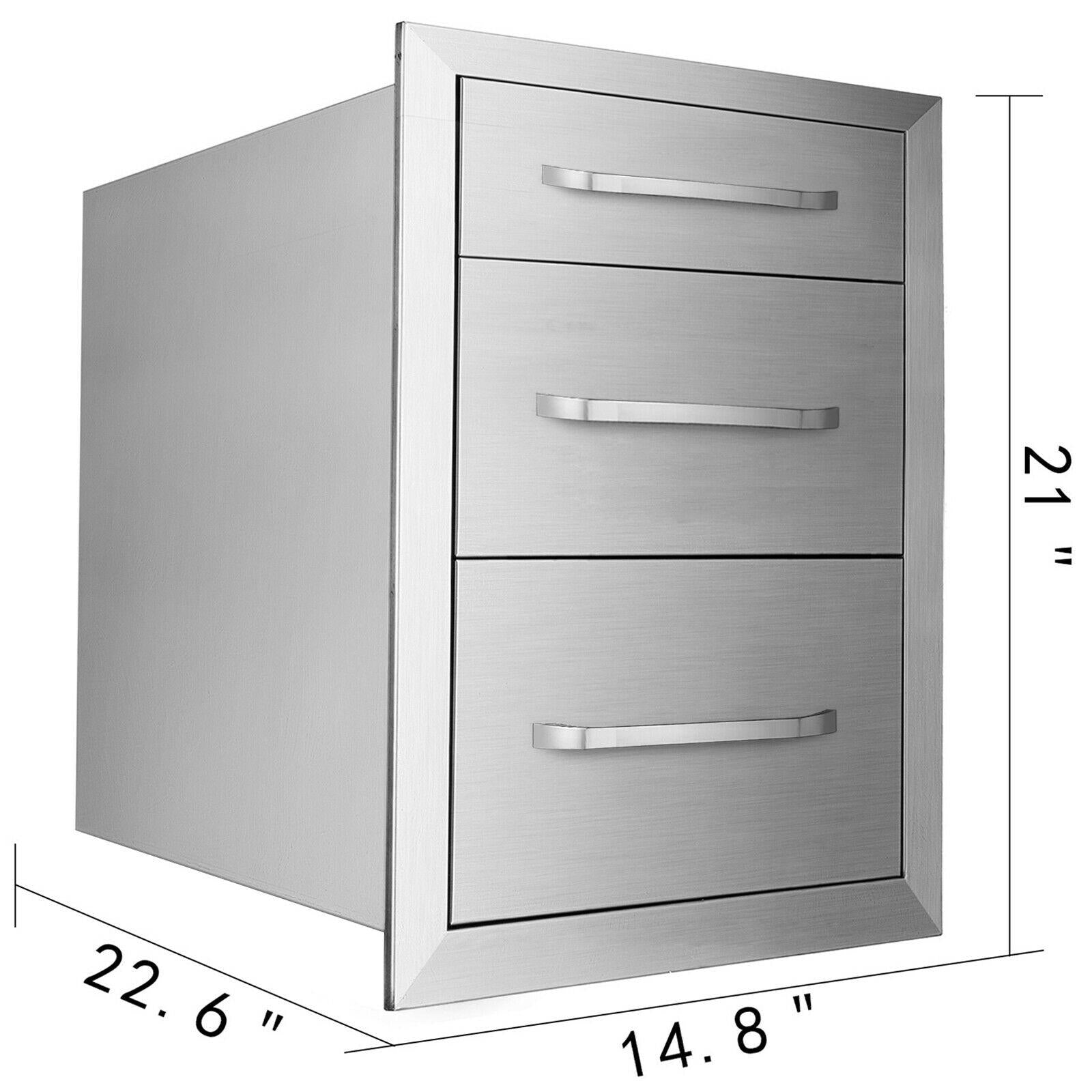 15"Wx21"H Outdoor Kitchen Drawers Triple Access StoraBBQ Drawer Grill Station