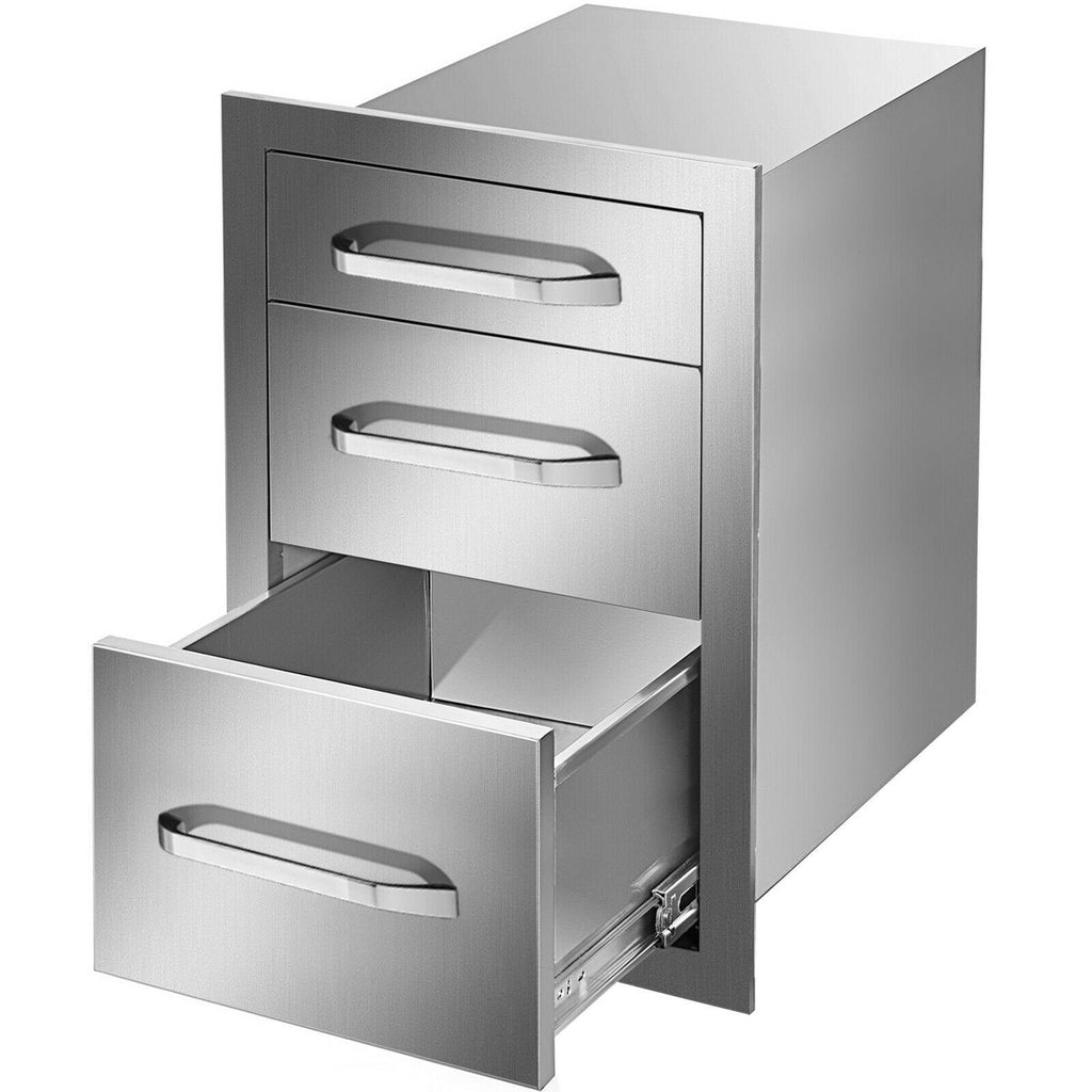 15"Wx21"H Outdoor Kitchen Drawers Triple Access StoraBBQ Drawer Grill Station