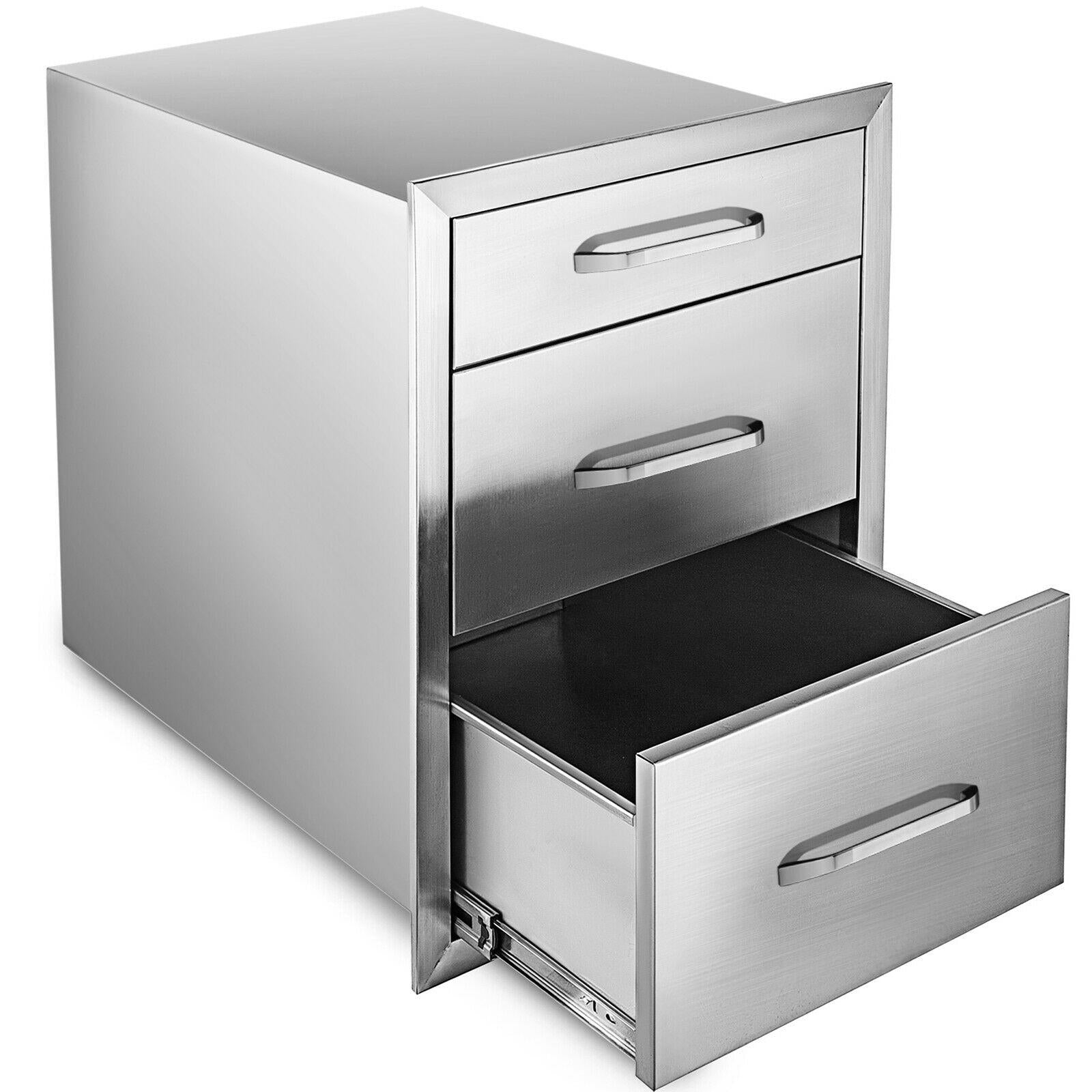 15"Wx21"H Outdoor Kitchen Drawers Triple Access StoraBBQ Drawer Grill Station