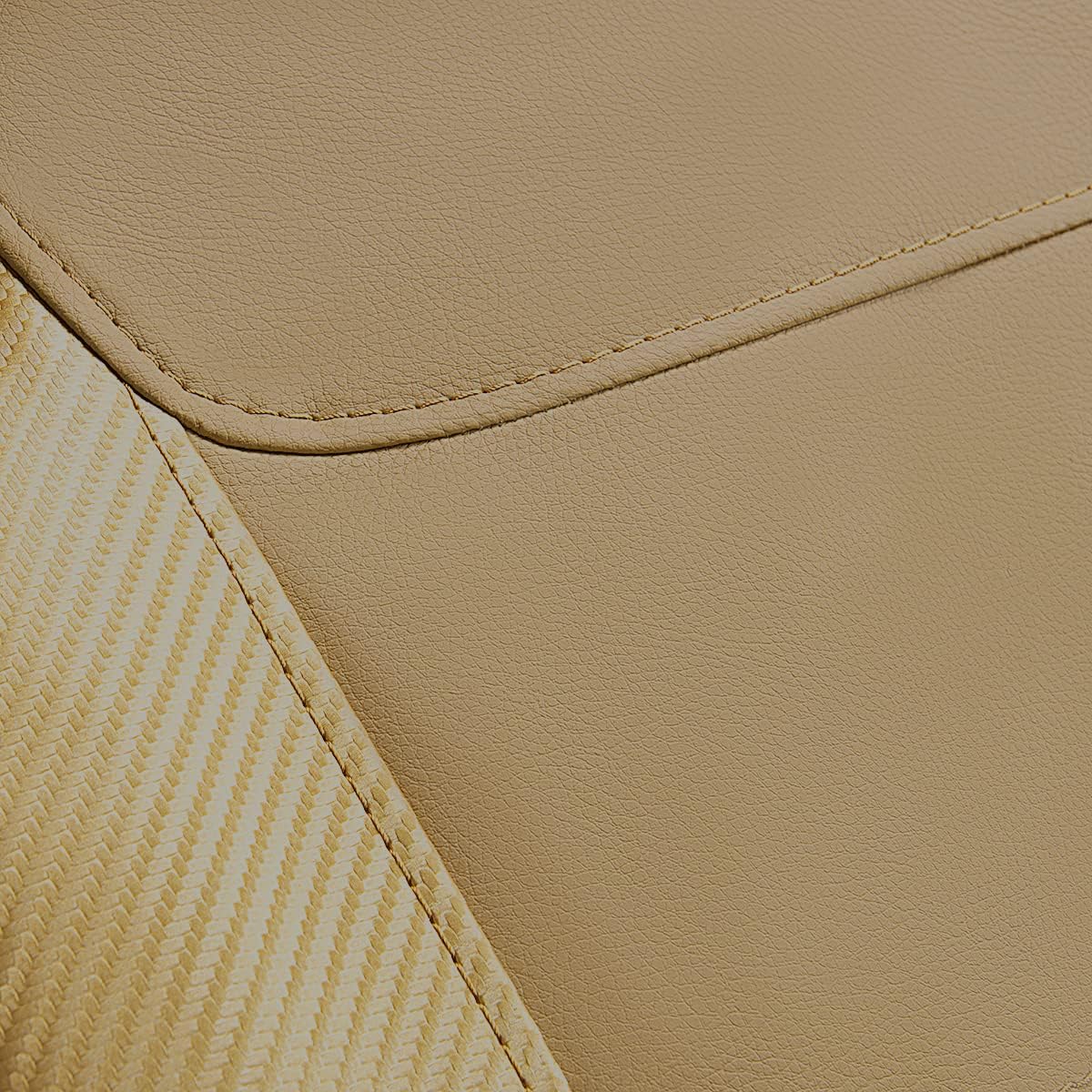 Flying Banner car seat Covers Protects Water Proof Faux Leather Carbon Fiber Fronts Gold Beige (Beige Beige, Front Pair)