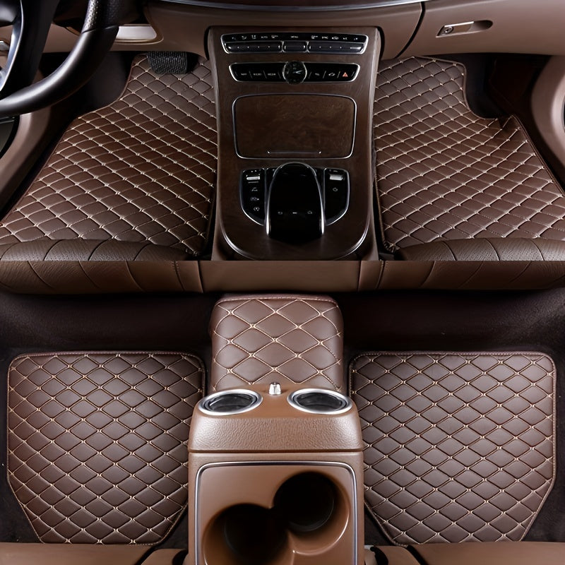 5pcs Waterproof Leather Car Floor Mats - Universal Full Set Auto Rugs For Interior Accessories