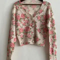 knitwear rose printed cardigan