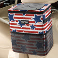 HOTOR Car Trash Can with Lid and Storage Pockets, 100% Leak-Proof Car Organizer, Waterproof Car Garbage Can, Multipurpose Trash Bin for Car - Blue Star Stripes