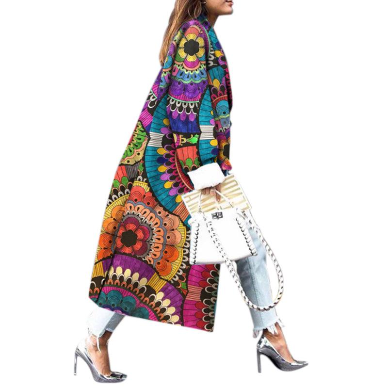 Loose Printed Woolen Coat