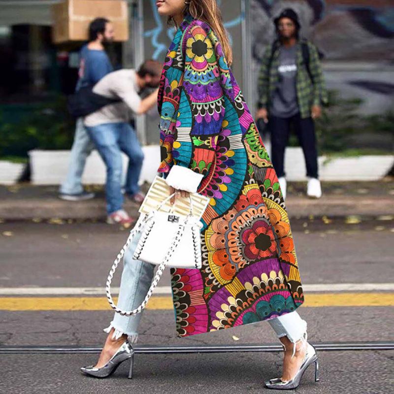 Loose Printed Woolen Coat
