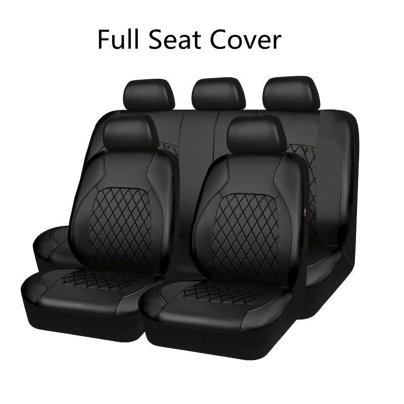 Upgrade Your Car Interior With 9Pcs/Set Quilted Leather Thread Pressing Seat Covers - Airbag Compatible &amp; Breathable!