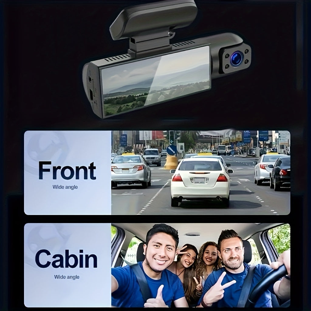 Dash Camera Front And Inside, 3.16inch Dash Cam 1080P, G Sensor HD Night Vision Loop Recording Wide Angle Car DVR