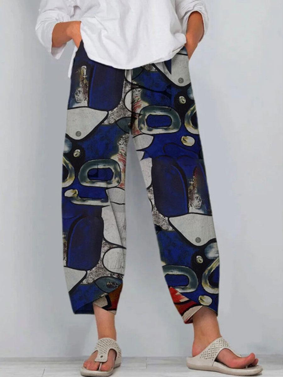 Printed Elastic Waist Pants