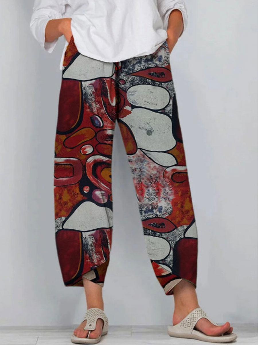 Printed Elastic Waist Pants
