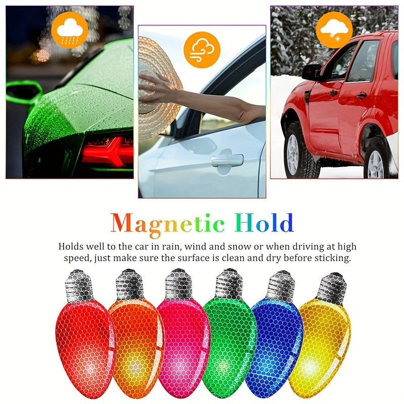 20pcs Reflective Car Magnets Set, 12pcs Lights Bulb Magnet Set For Holiday Party Car, Garage, Mailbox, Refrigerator Decal With 8 Magnet Wire