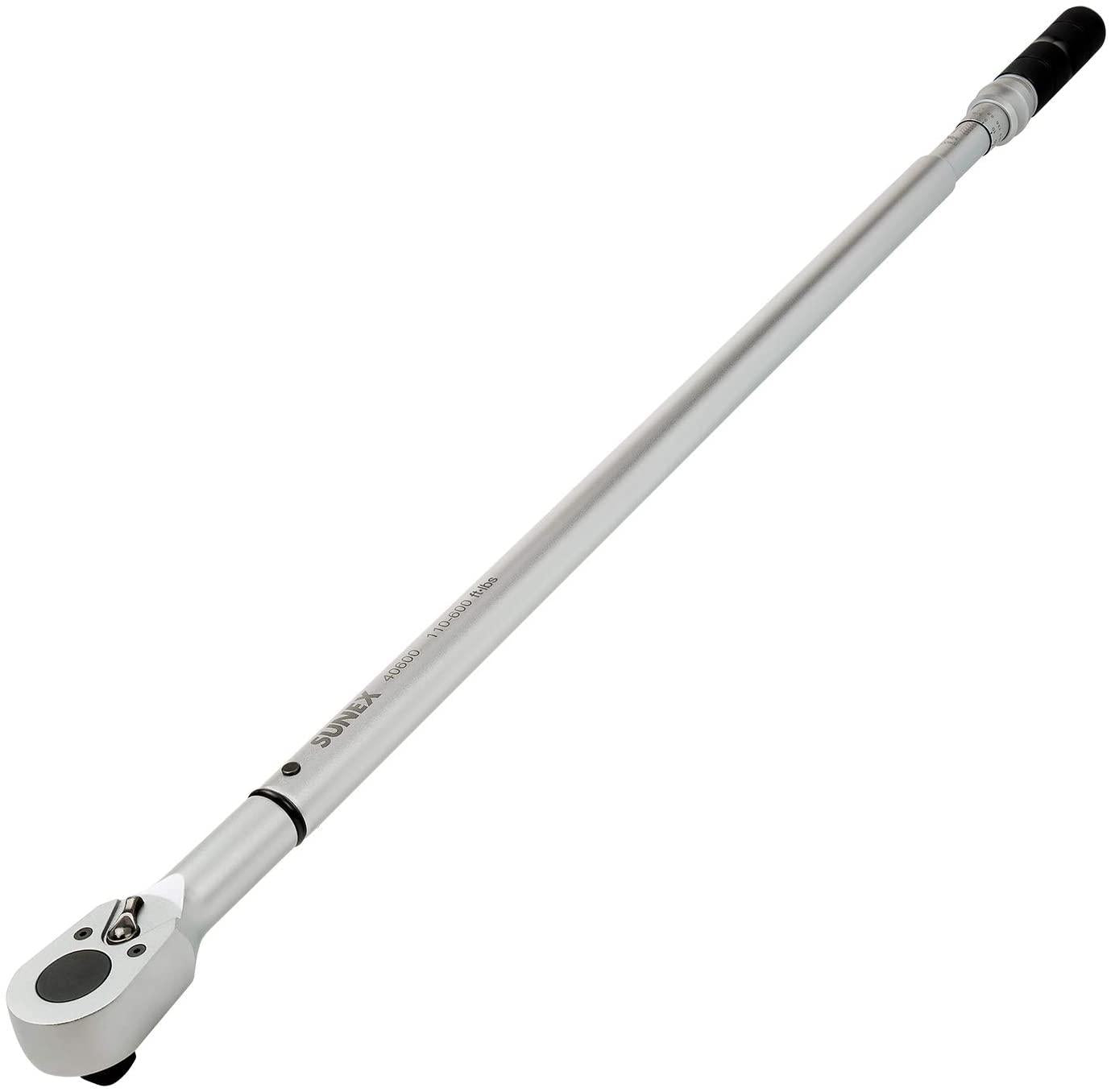 Sunex 40600, ¾" Drive, 48T Torque Wrench, 110 To 600'-Lb, 48 Tooth Ratcheting Mechanism, Accurate To 3% Clockwise &amp; 6% Counterclockwise, Audible Click, Heat Treated Tube, Aluminum Handle