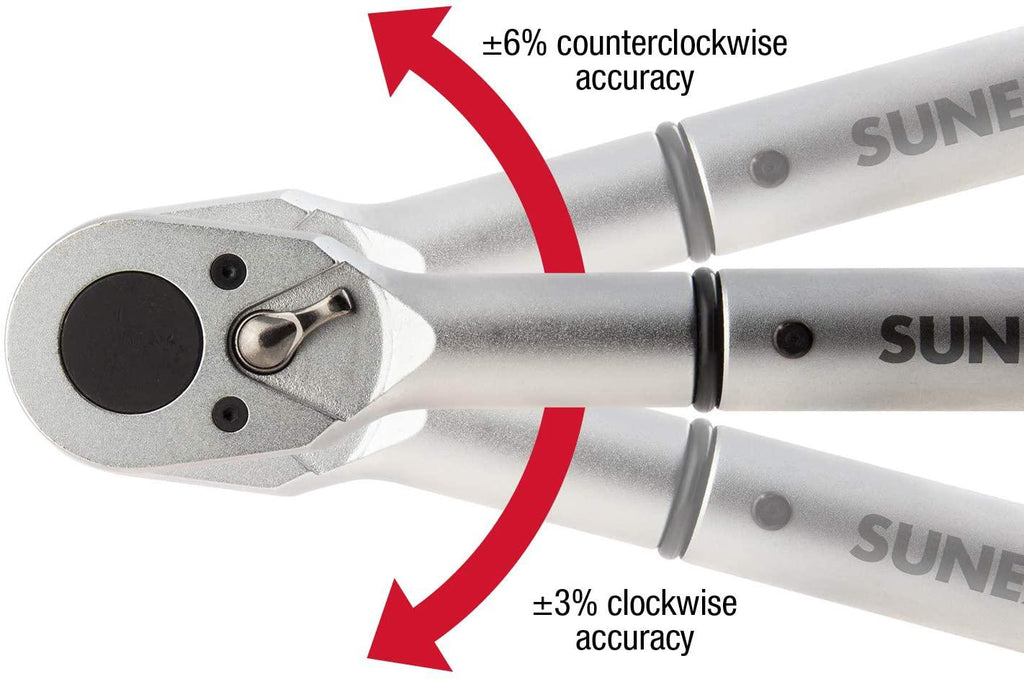 Sunex 40600, ¾" Drive, 48T Torque Wrench, 110 To 600'-Lb, 48 Tooth Ratcheting Mechanism, Accurate To 3% Clockwise &amp; 6% Counterclockwise, Audible Click, Heat Treated Tube, Aluminum Handle