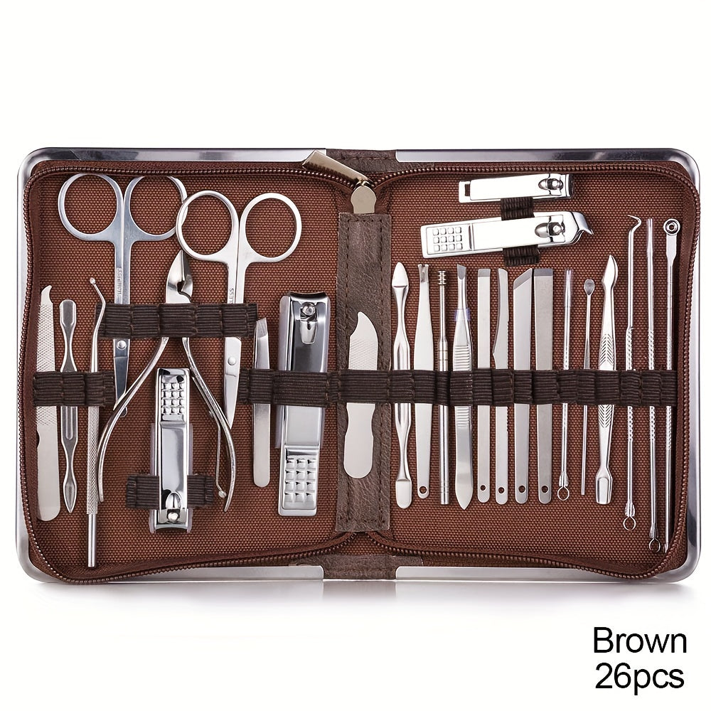 Nail Clipper Set 11/26pcs Set Manicure Set  Anti Splash Fingernail Cutter  Steel Nail Scissor Cuticle Tools