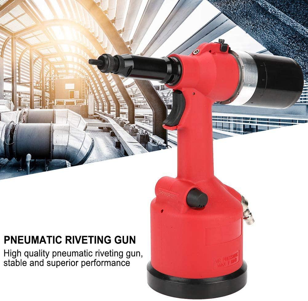 PENFU Wrench Pneumatic Riveter, Automatic Air Riveter Pneumatic Tool kit Pull Nut Air Riveter Nut Tool with 6 Nut Head Lubricating Grease and 3 Hex Wrench Hand Repair Tool